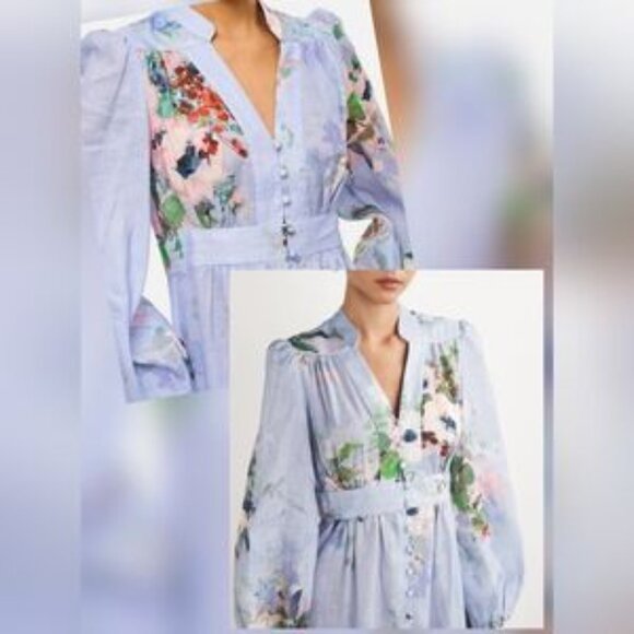 NWT! Zimmermann Everley Floral Linen Midi Dress Size 2 AU, 6-8 US - Picture 13 of 16